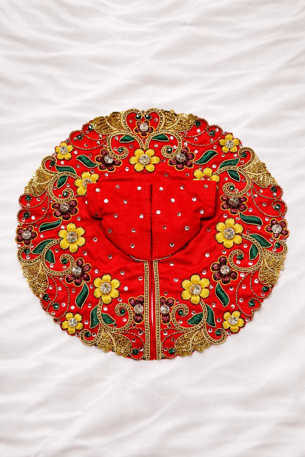 Carrot color stone work Laddu Gopal poshak festive royal shringar