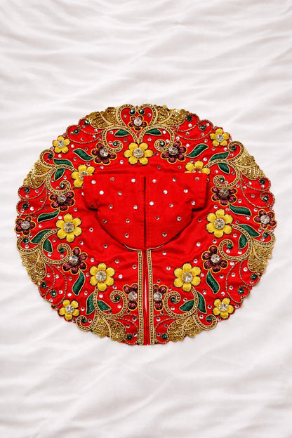 Carrot color stone work Laddu Gopal poshak festive royal shringar