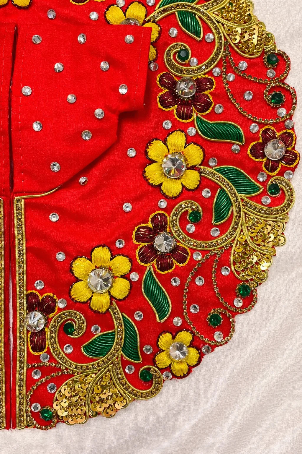 Carrot color stone work Laddu Gopal poshak festive royal shringar