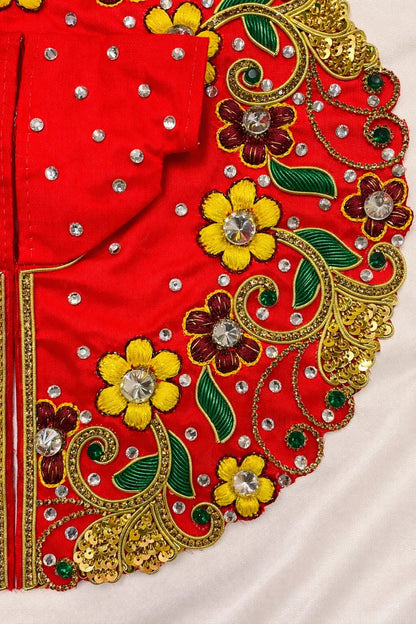 Carrot color stone work Laddu Gopal poshak festive royal shringar