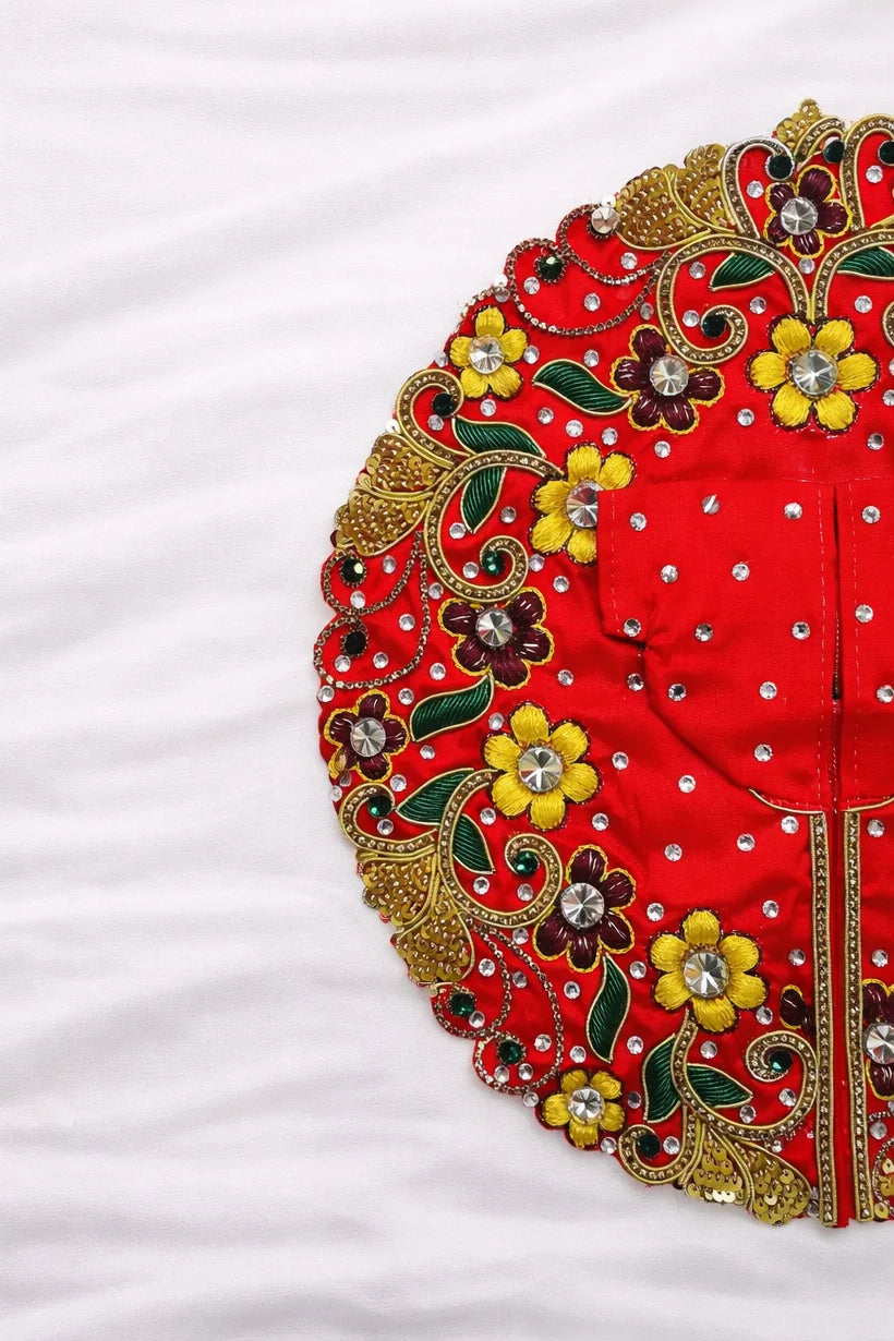 Carrot color stone work Laddu Gopal poshak festive royal shringar