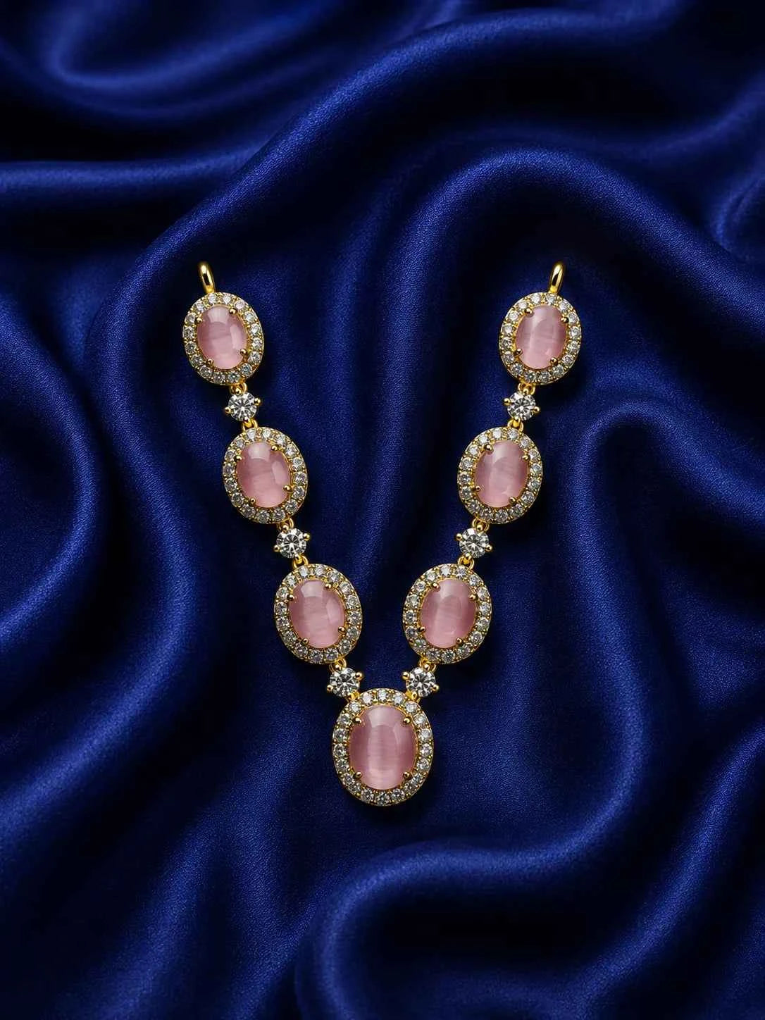 Celestial Oval Gemstone Kanth-Haar for Kanha Ji