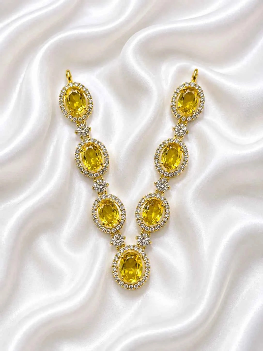 Celestial Oval Gemstone Kanth-Haar for Kanha Ji