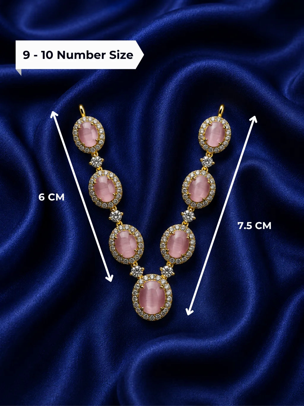 Premium gold touch oval pastel pink gemstone collar necklace with sparkling AD crystals for Laddu Gopal Ji