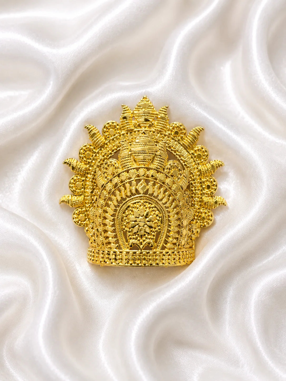 Chandrakala handcrafted gold-plated deity mukut for Laddu Gopal with intricate traditional craftsmanship