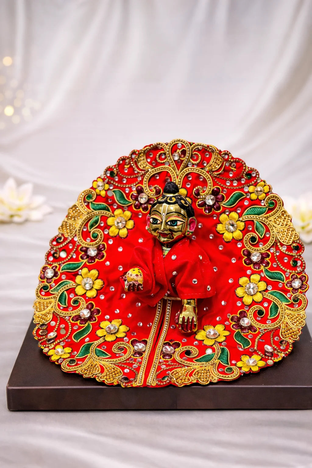 Carrot color stone work Laddu Gopal poshak festive royal shringar
