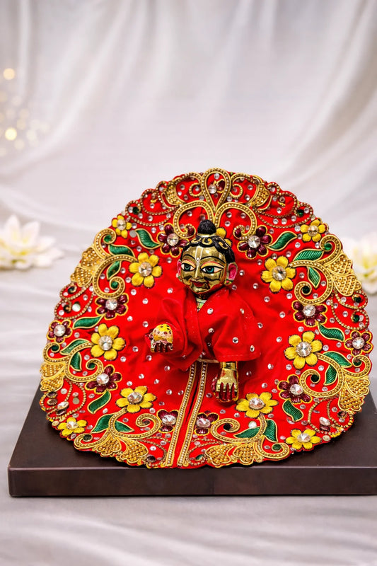 Carrot color stone work Laddu Gopal poshak festive royal shringar