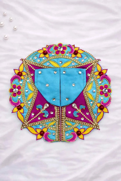 Blue & Magenta Stone Work Laddu Gopal Dress