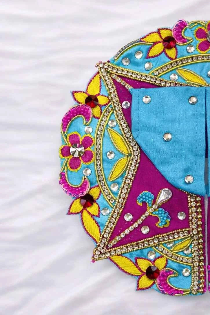 Blue & Magenta Stone Work Laddu Gopal Dress