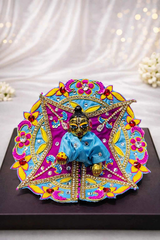 Blue & Magenta Stone Work Laddu Gopal Dress