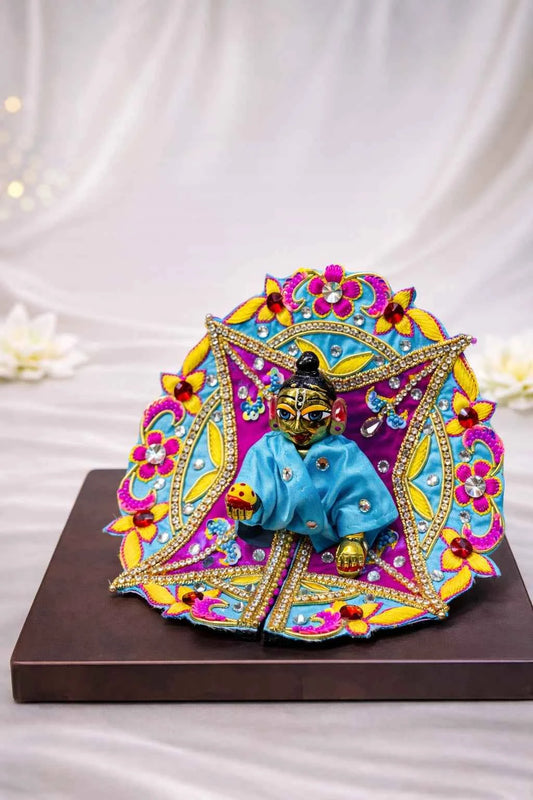 Blue & Magenta Stone Work Laddu Gopal Dress