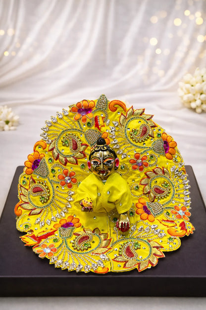 Premium yellow stone work Laddu Gopal poshak royal festive shringar