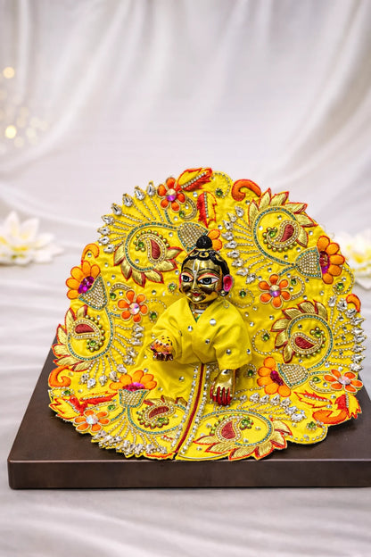 Premium yellow stone work Laddu Gopal poshak royal festive shringar