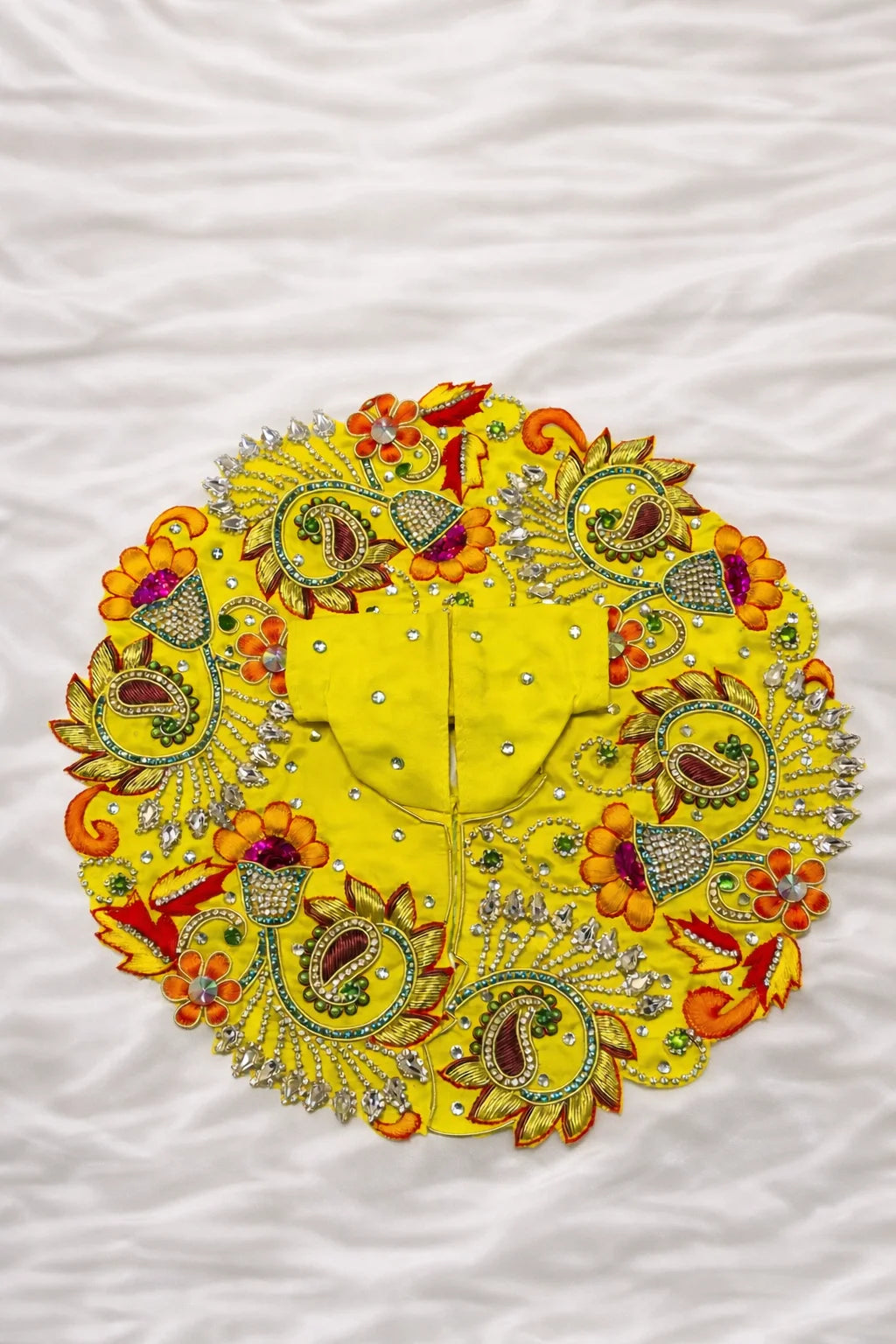 Premium yellow stone work Laddu Gopal poshak royal festive shringar