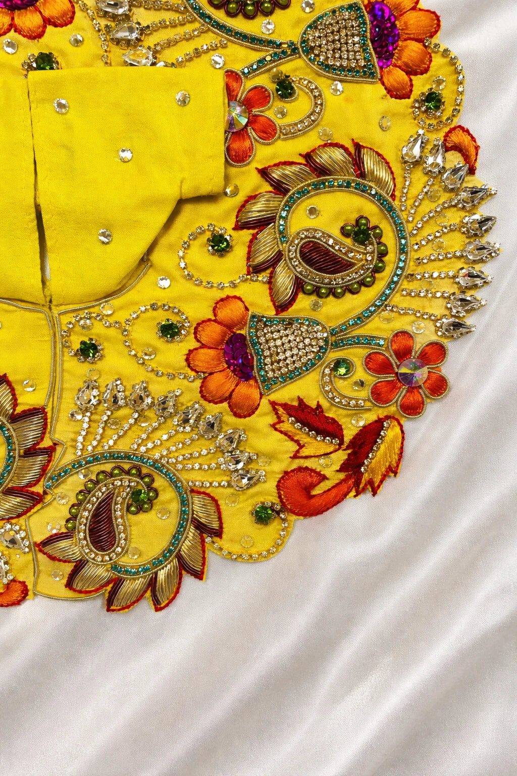 Premium yellow stone work Laddu Gopal poshak royal festive shringar