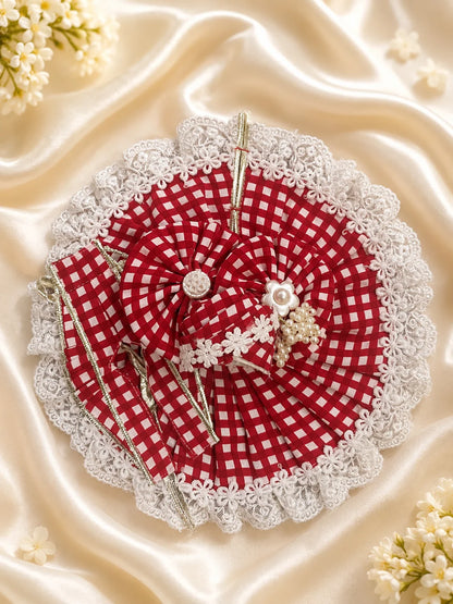 Classic cotton check poshak for Laddu Gopal with traditional checked pattern