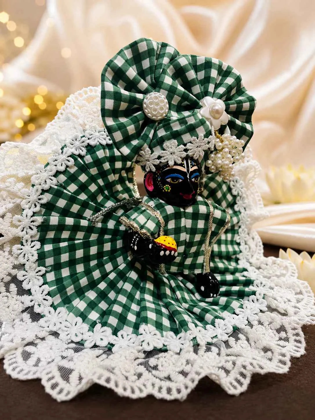 Classic Cotton Check Poshak for Laddu Gopal