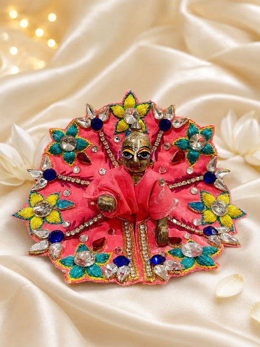 Coral Multicolor Floral Poshak for Laddu Gopal