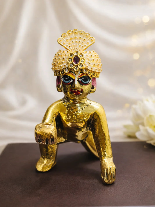 Cream Jadau Laddu Gopal Mukut