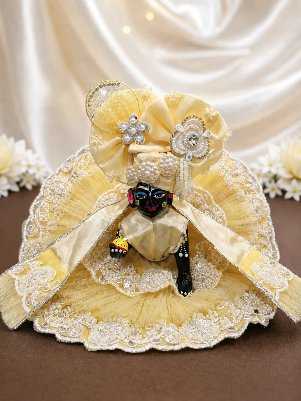 Cream Color Double-Layered Laddu Gopal Poshak