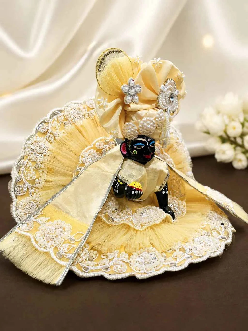 Cream Color Double-Layered Laddu Gopal Poshak