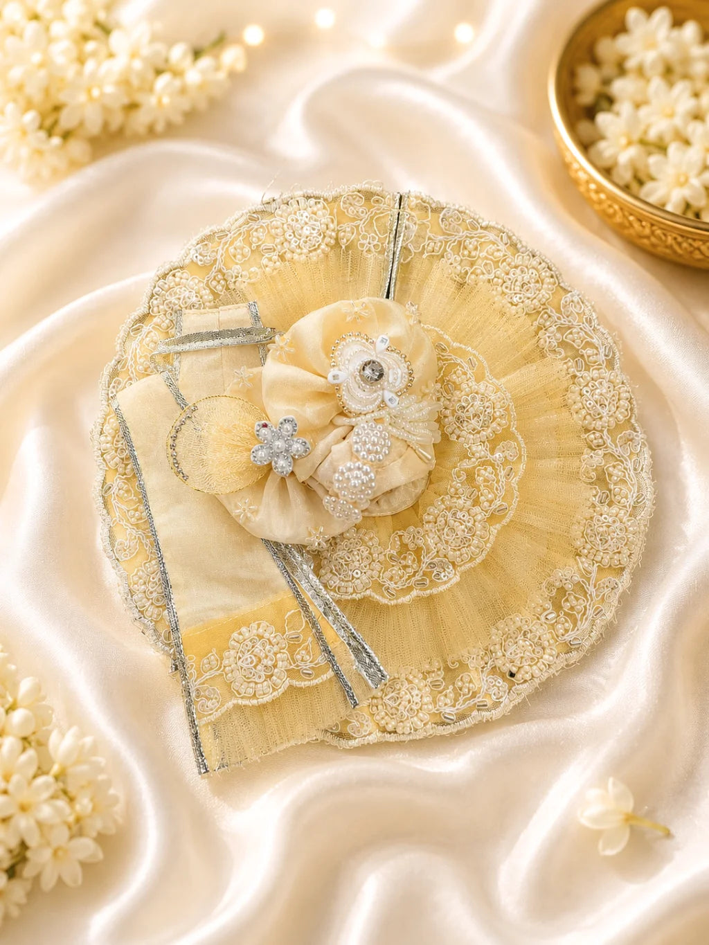Cream Color Double-Layered Laddu Gopal Poshak