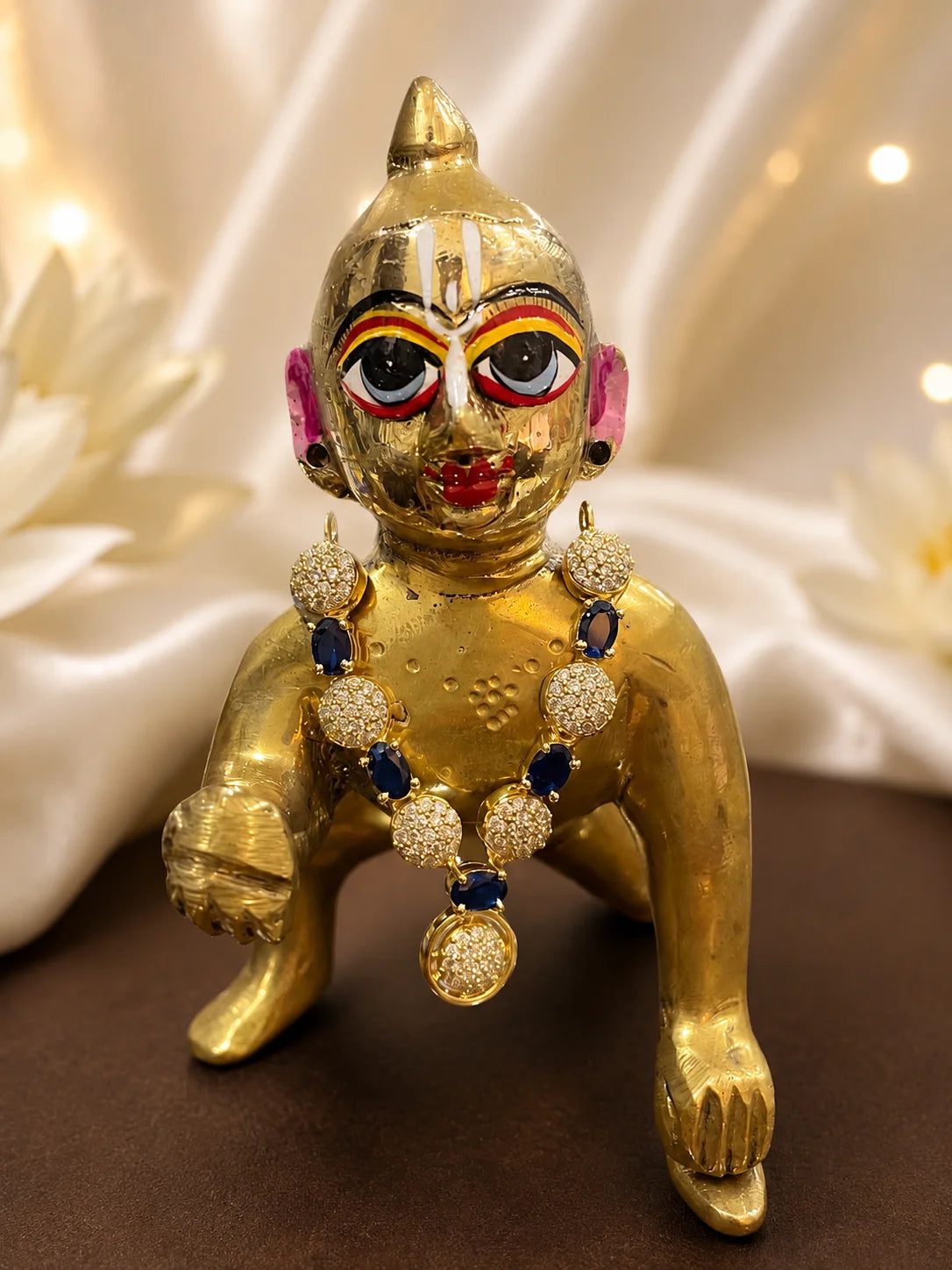 Crystal AD Necklace for Laddu Gopal with sparkling American diamond design