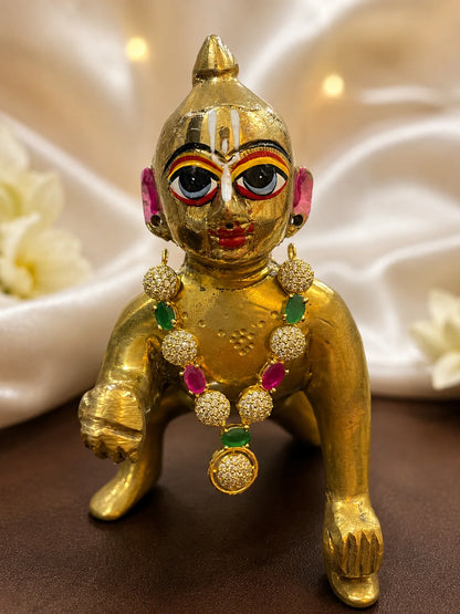 Crystal AD Necklace for Laddu Gopal with sparkling American diamond design