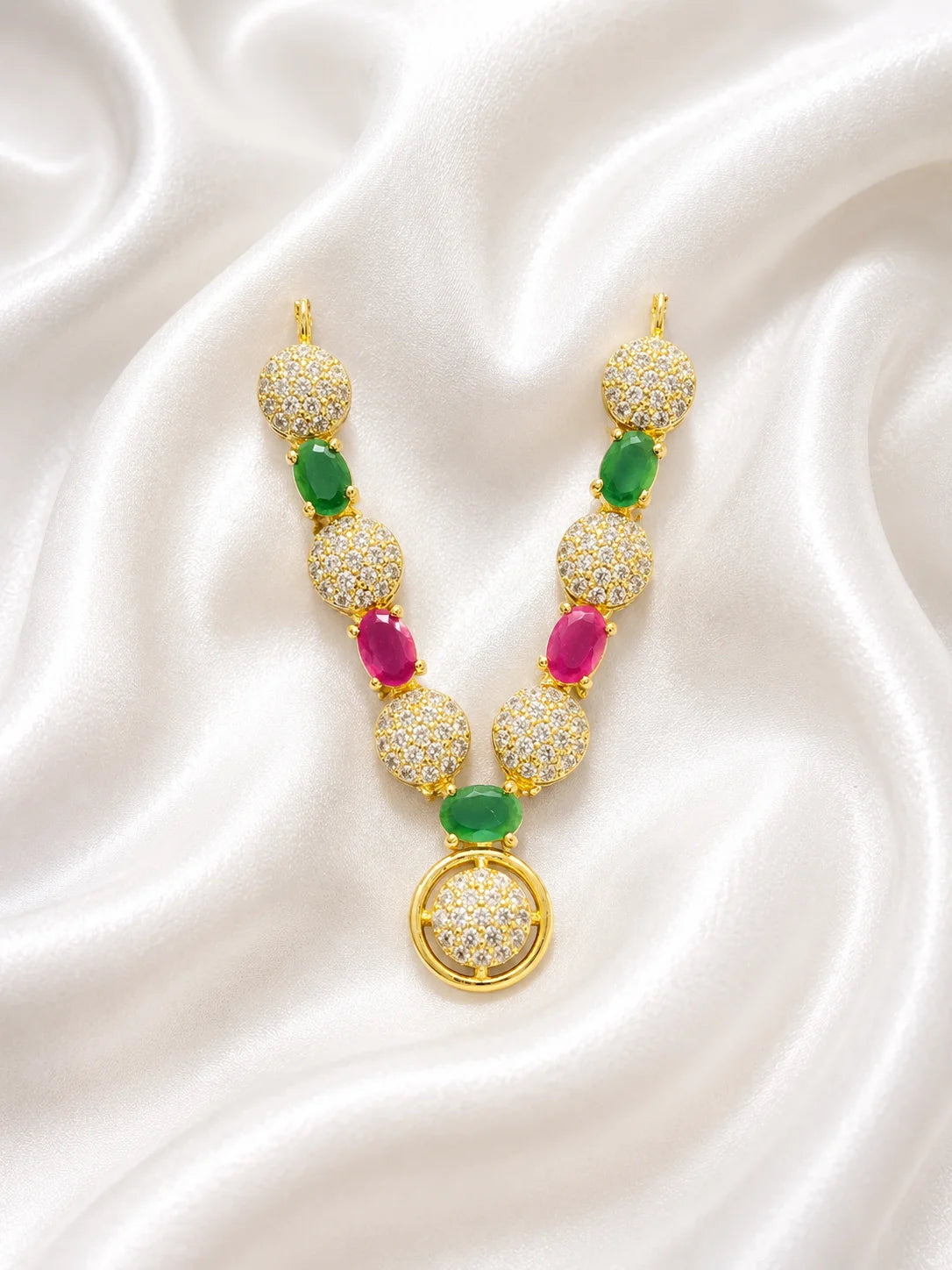 Crystal AD Necklace for Laddu Gopal with sparkling American diamond design