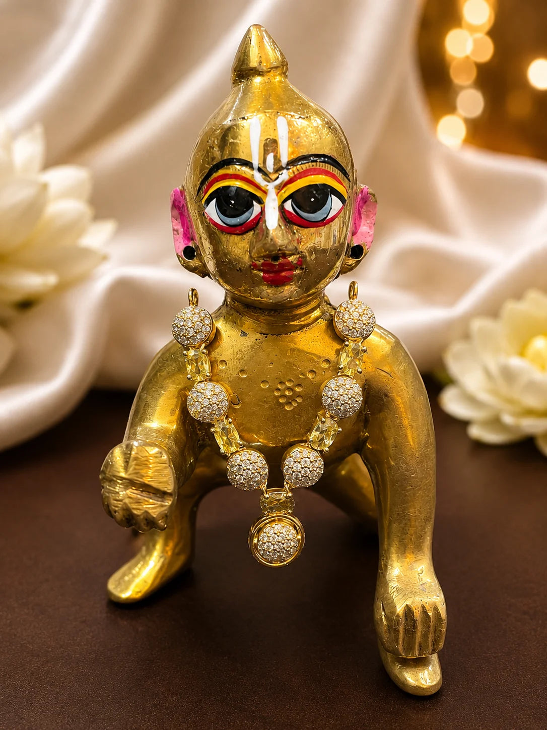 Crystal AD Necklace for Laddu Gopal with sparkling American diamond design