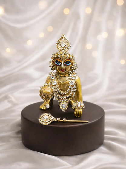 Crystal Color Mukut Mala Set for Laddu Gopal