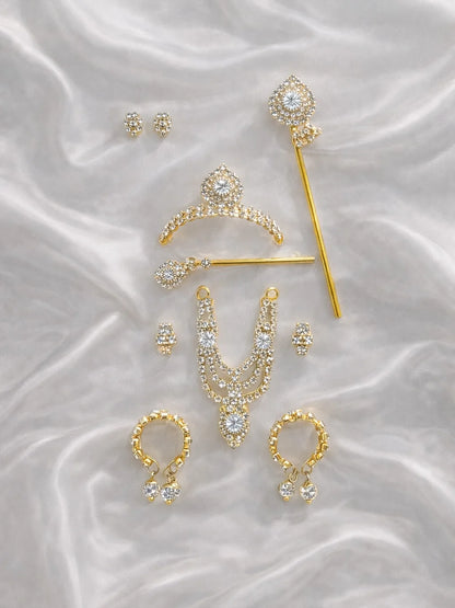 Crystal Color Mukut Mala Set for Laddu Gopal