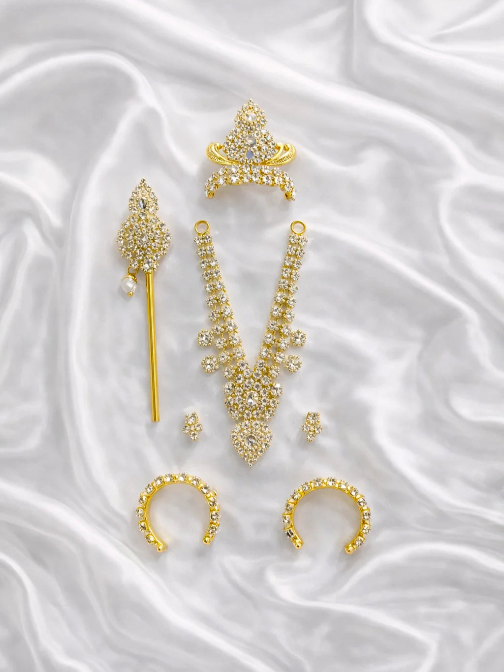 Crystal Color Stone Mukut Mala Set for Laddu Gopal