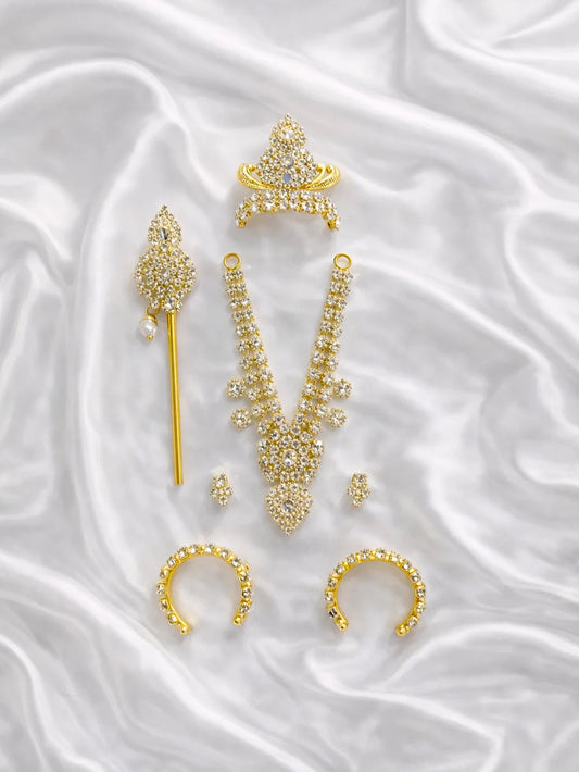 Crystal Color Stone Mukut Mala Set for Laddu Gopal