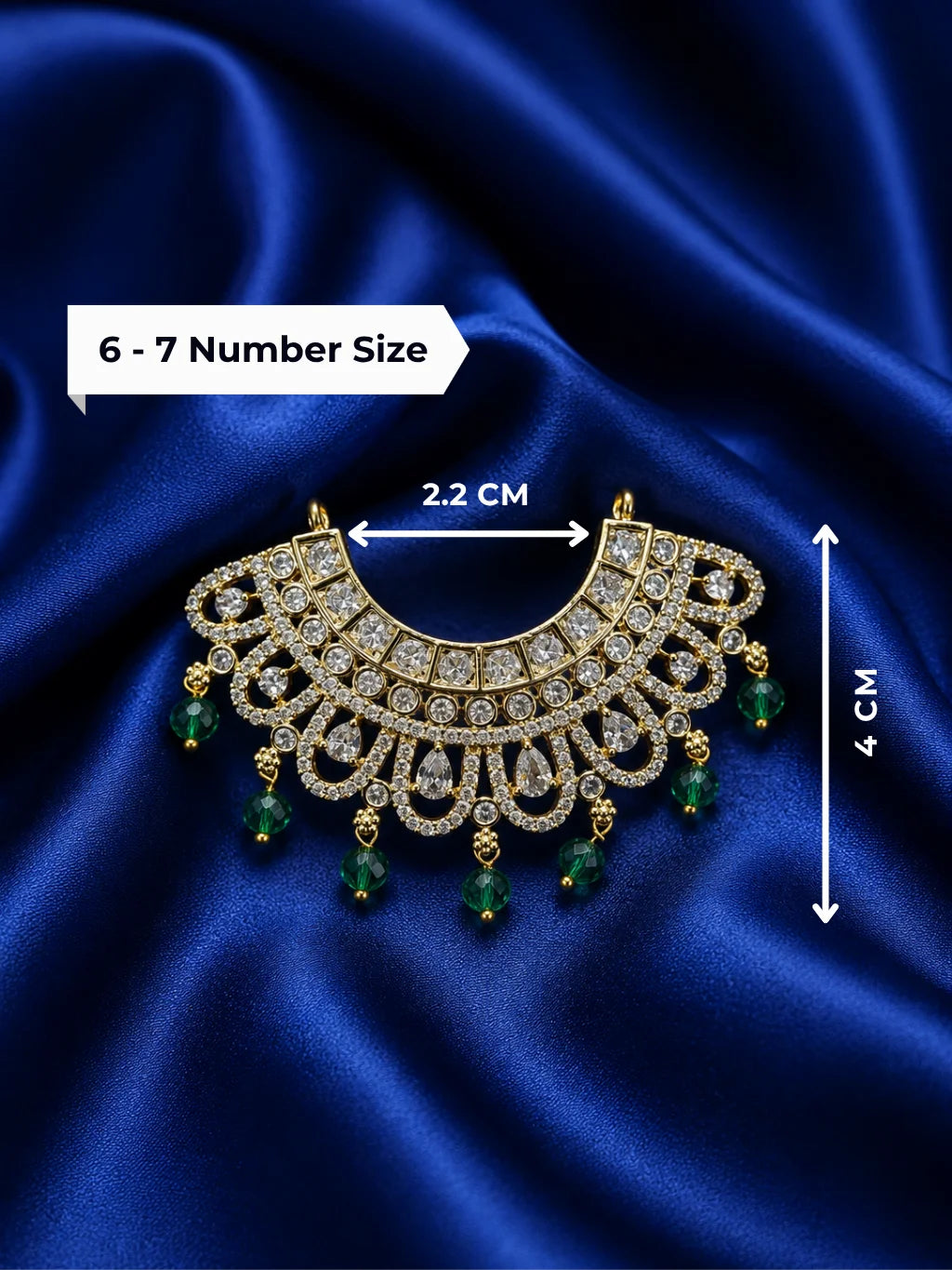 Premium gold plated Crystal Hansuli Hasli collar necklace with white American Diamond pave for Laddu Gopal deity shringar