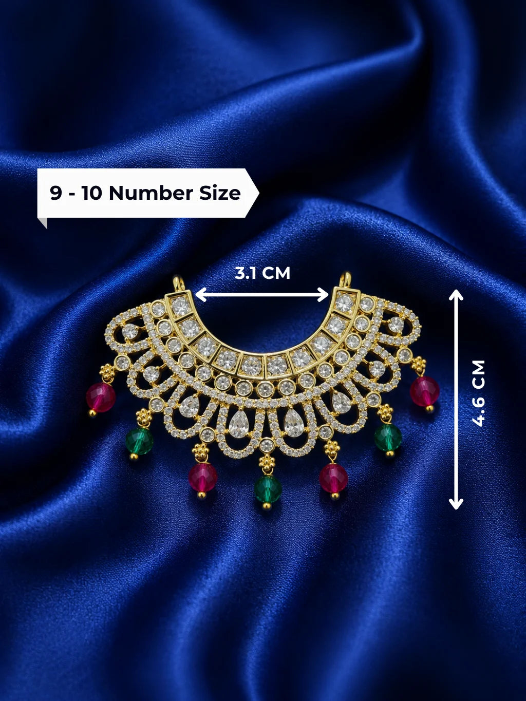 Premium gold plated Crystal Hansuli Hasli collar necklace with white American Diamond pave for Laddu Gopal deity shringar