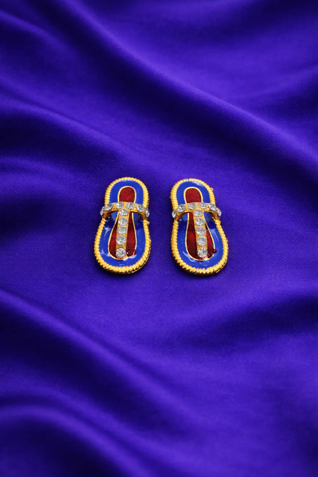 Designer silver stone Laddu Gopal paduka for divine shringar