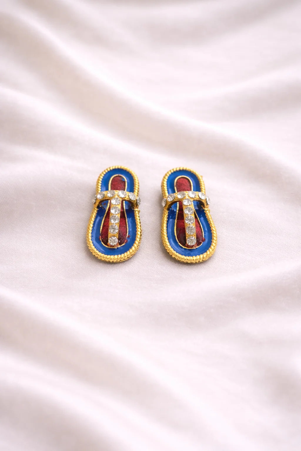 Designer silver stone Laddu Gopal paduka for divine shringar