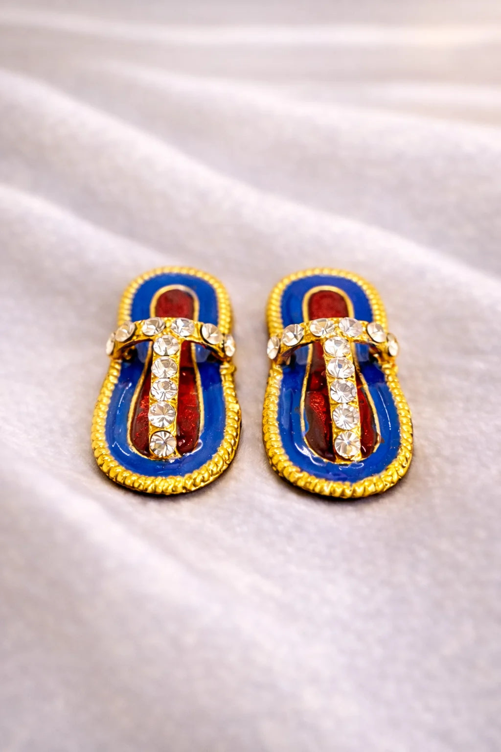 Designer silver stone Laddu Gopal paduka for divine shringar