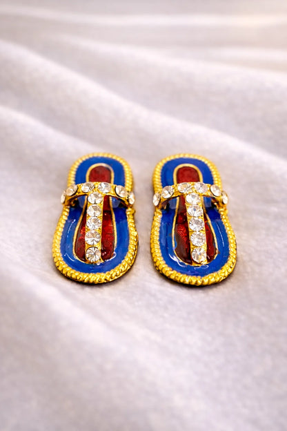 Designer silver stone Laddu Gopal paduka for divine shringar