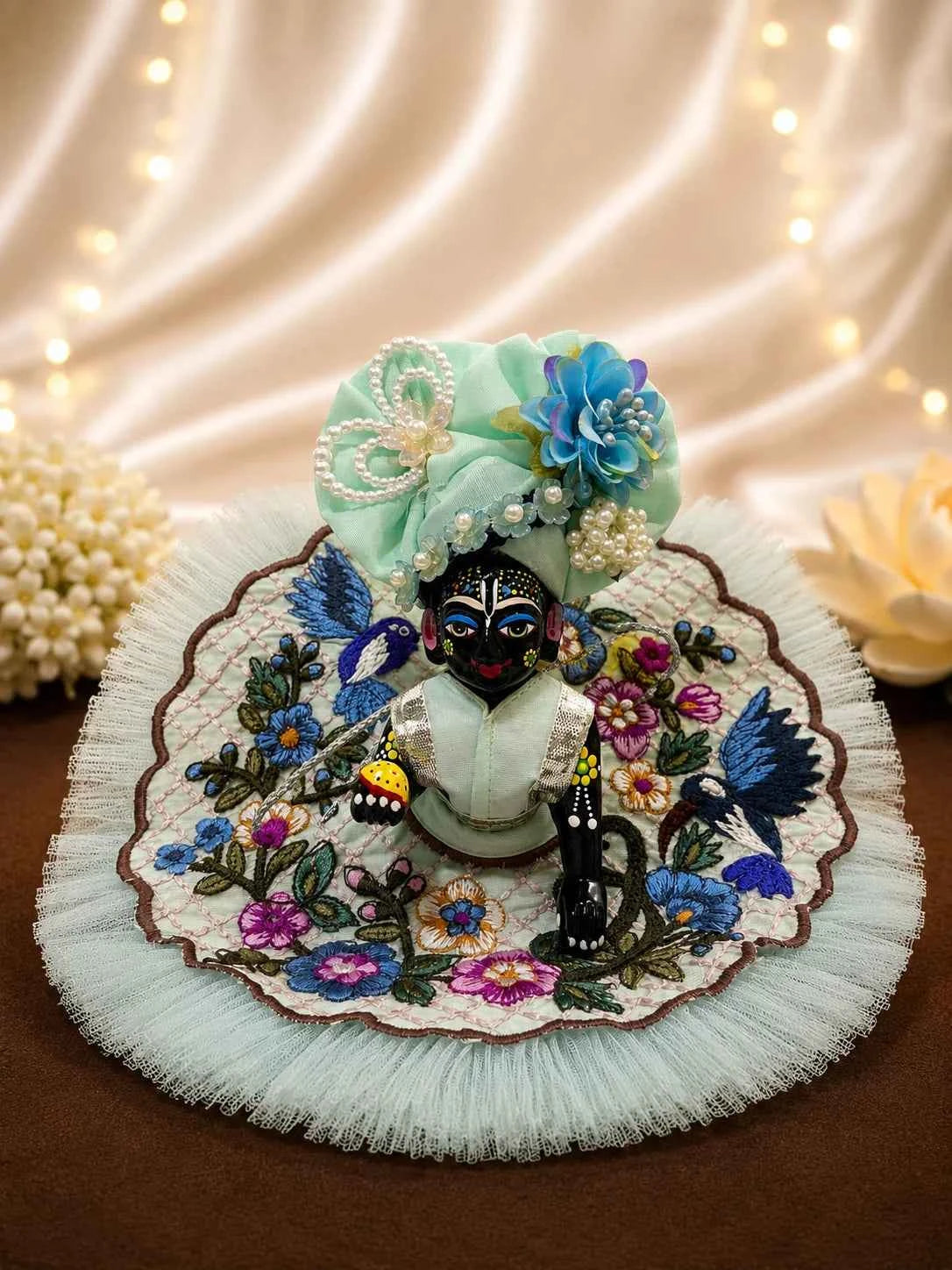 Designer Floral Embroidery Laddu Gopal Poshak