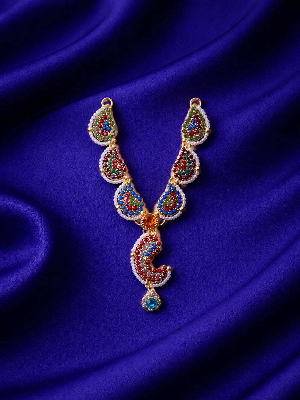 Designer multi-colour pearl Laddu Gopal jewellery for royal festive shringar