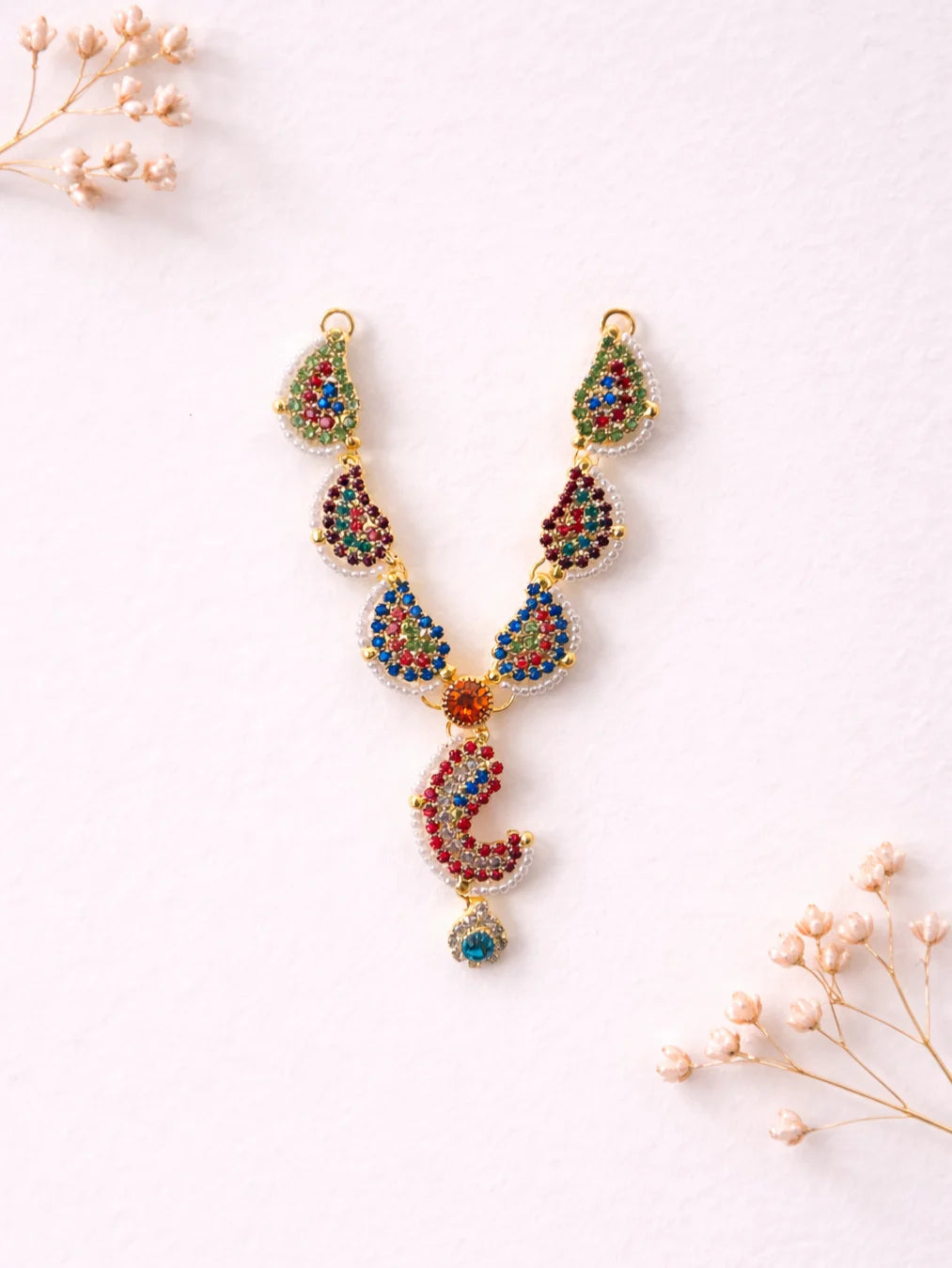 Designer multi-colour pearl Laddu Gopal jewellery for royal festive shringar