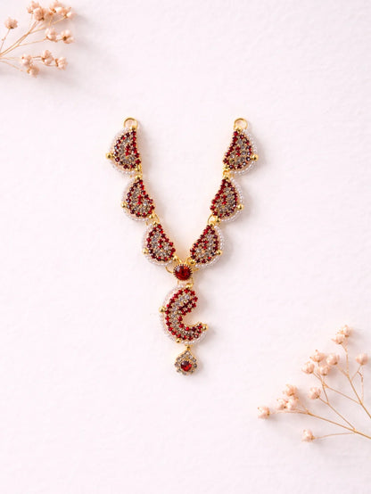Designer red pearl Laddu Gopal jewellery for royal festive shringar