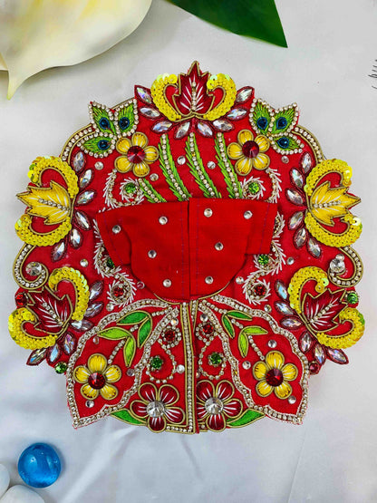 Divine Red & Yellow Zari Work Laddu Gopal Dress 2