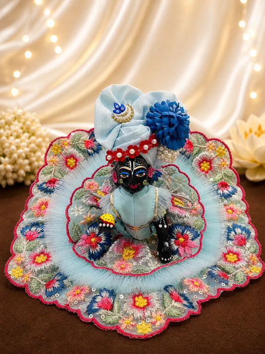 Double-Layered Floral Embroidery Laddu Gopal Poshak