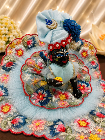 Double-Layered Floral Embroidery Laddu Gopal Poshak