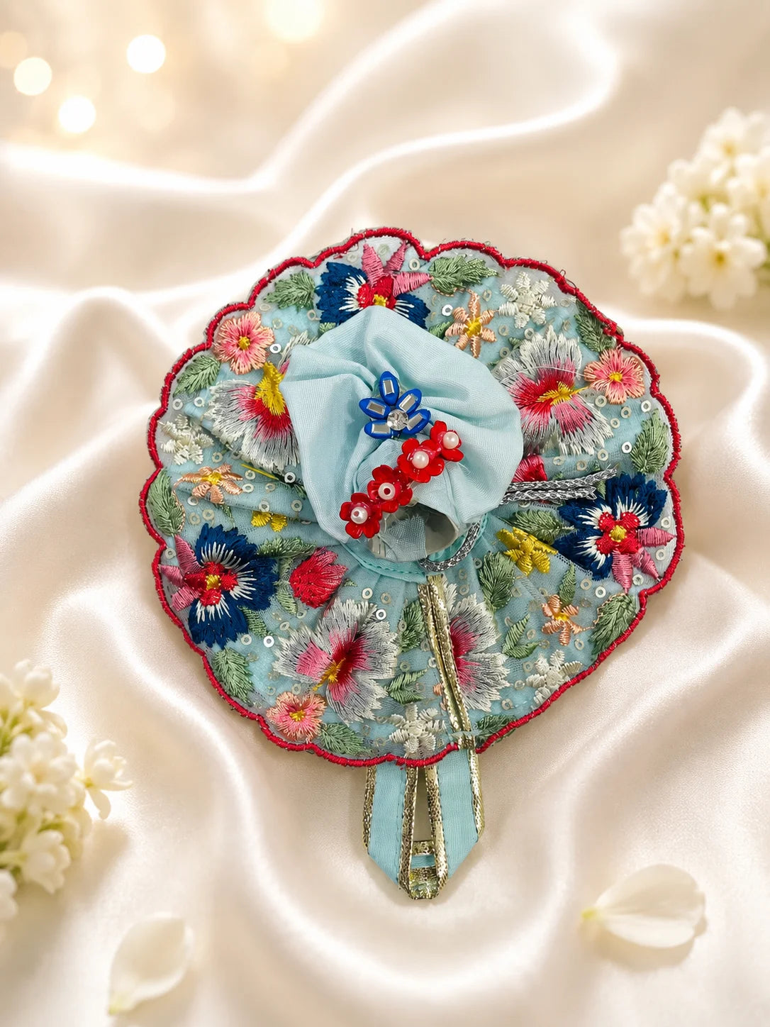 Double-Layered Floral Embroidery Laddu Gopal Poshak