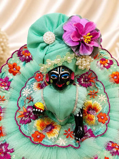 Double-Layered Floral Embroidery Laddu Gopal Poshak