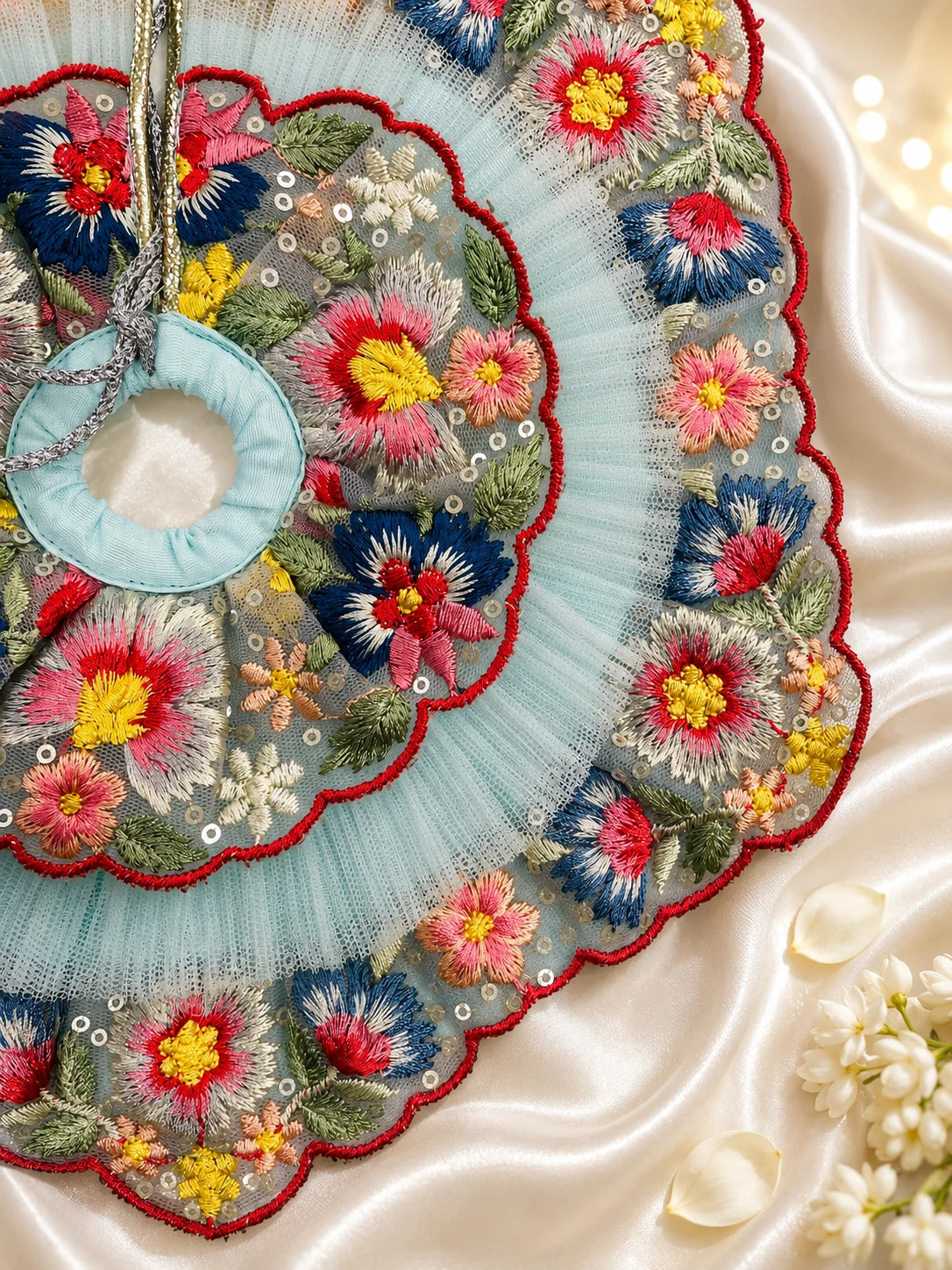 Double-Layered Floral Embroidery Laddu Gopal Poshak